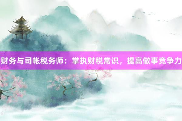 财务与司帐税务师：掌执财税常识，提高做事竞争力