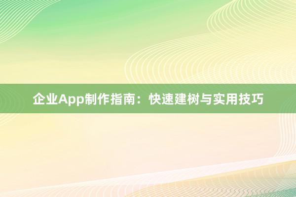 企业App制作指南：快速建树与实用技巧