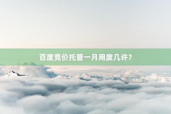 百度竞价托管一月用度几许？
